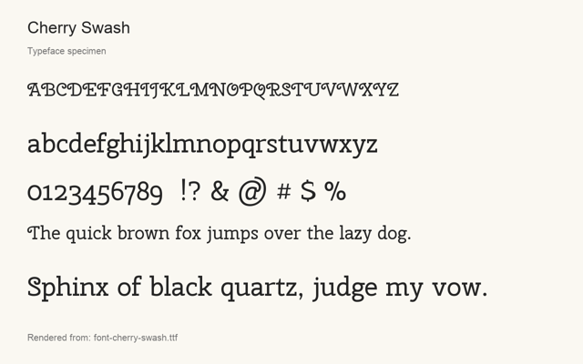 Typeface specimen rendered from the distributed font