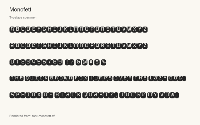 Typeface specimen rendered from the distributed font