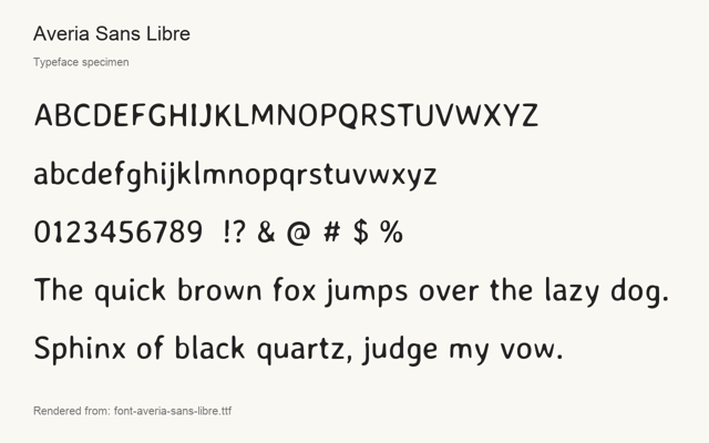 Typeface specimen rendered from the distributed font