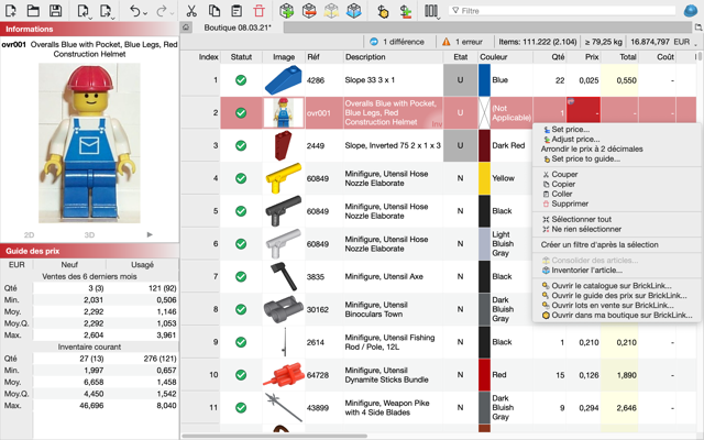 BrickStore for Mac — official inventory management example