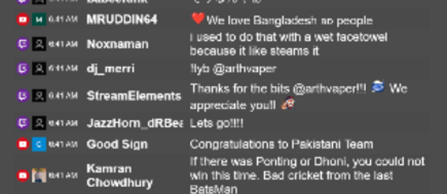 Historical combined-chat excerpt from the official Social Stream Ninja README; shared UI with sample messages.