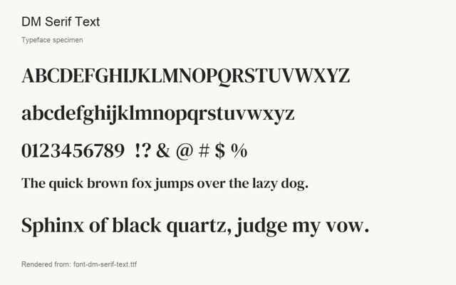 Typeface specimen rendered from the distributed font