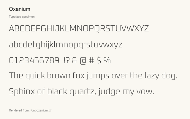 Typeface specimen rendered from the distributed font