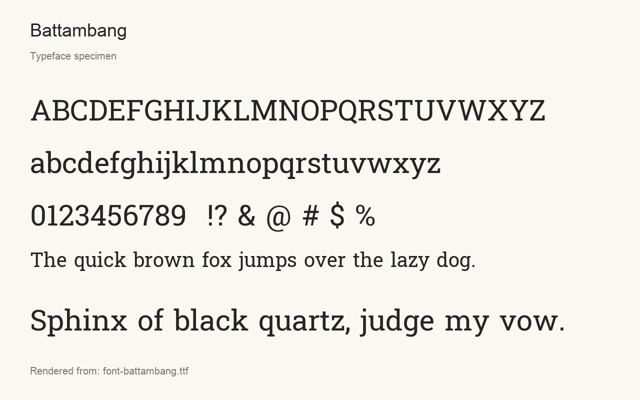 Typeface specimen rendered from the distributed font