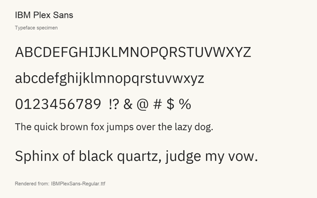 Typeface specimen rendered from the distributed font