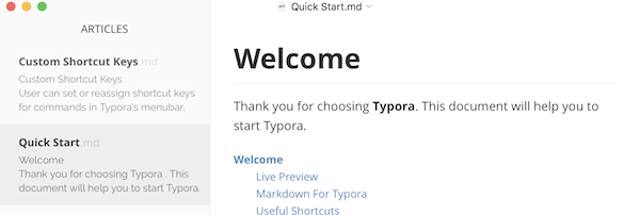Official Mac file-sidebar and Markdown editor example; pictured application build is unspecified.