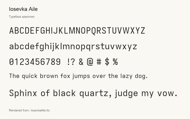 Typeface specimen rendered from the distributed font