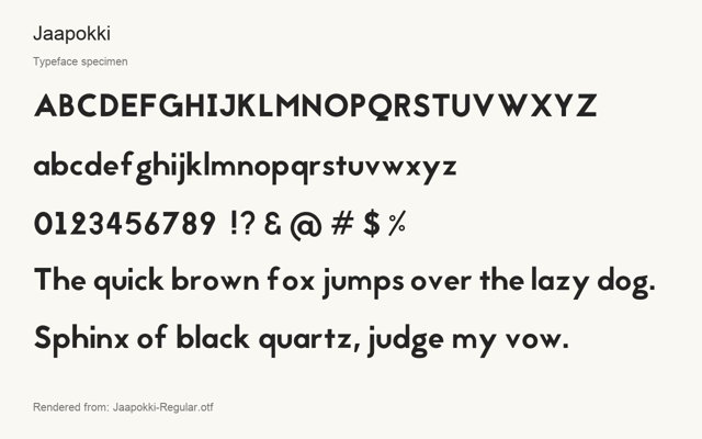 Typeface specimen rendered from the distributed font