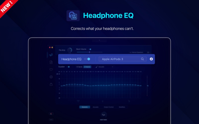 Boom 2 for Mac — official Mac App Store showcase of the Headphone EQ interface