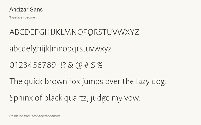 Typeface specimen rendered from the distributed font