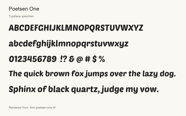 Typeface specimen rendered from the distributed font