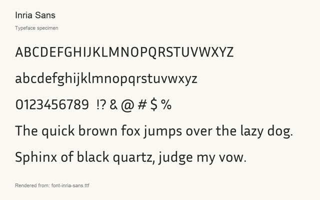 Typeface specimen rendered from the distributed font