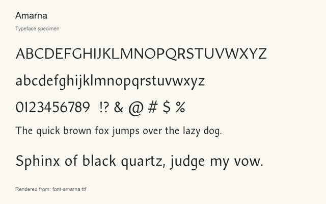 Typeface specimen rendered from the distributed font