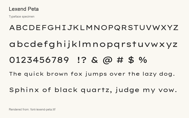 Typeface specimen rendered from the distributed font