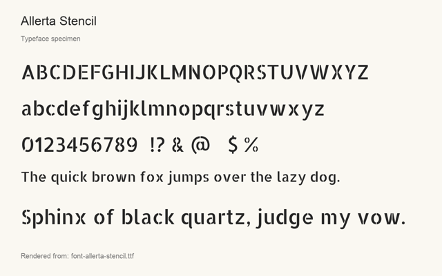 Typeface specimen rendered from the distributed font