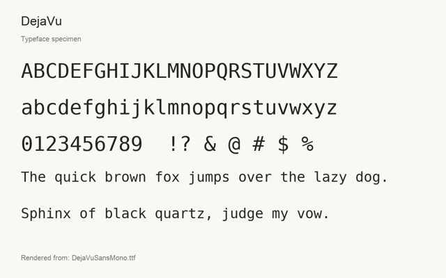 Typeface specimen rendered from the distributed font