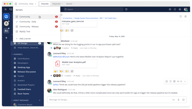 Mattermost 桌面版的频道工作区，来自官方桌面版仓库。