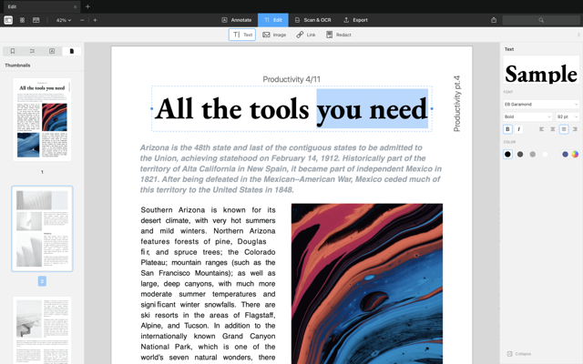 Mac公式ガイド：PDF文書のテキストを編集する方法です。