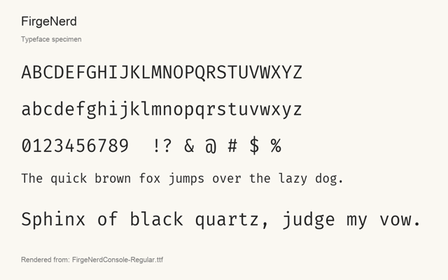 Typeface specimen rendered from the distributed font