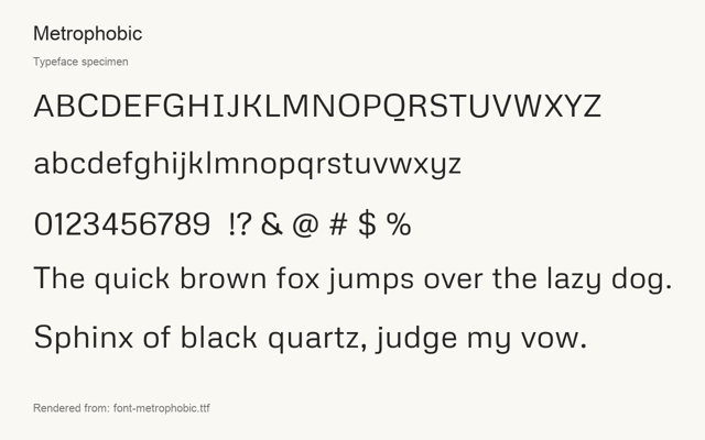 Typeface specimen rendered from the distributed font