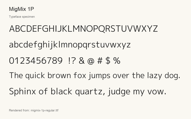 Typeface specimen rendered from the distributed font