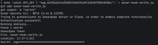 Official terminal secret-detection demonstration; platform unspecified, not a current Mac GUI.