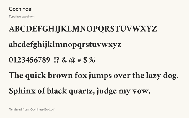 Typeface specimen rendered from the distributed font