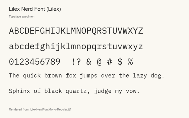 Typeface specimen rendered from the distributed font