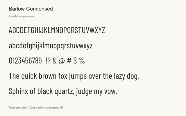 Typeface specimen rendered from the distributed font