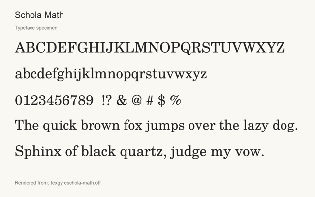 Typeface specimen rendered from the distributed font