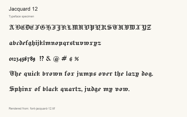 Typeface specimen rendered from the distributed font