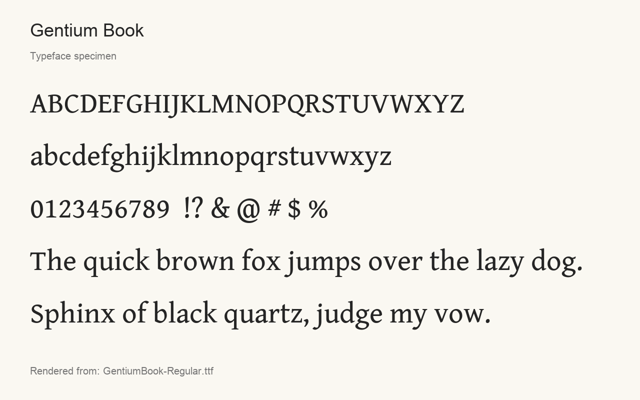 Typeface specimen rendered from the distributed font