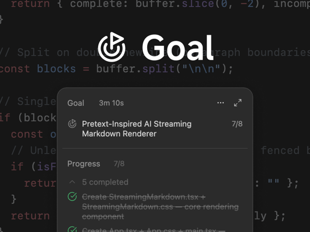 Official ZCode Goal progress-card promotional UI excerpt; operating system and exact build unspecified.