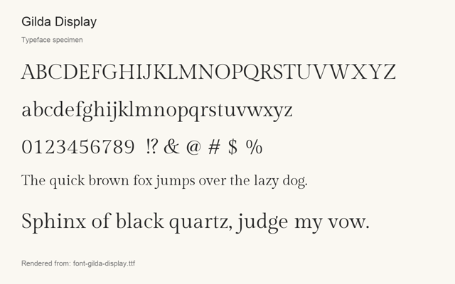 Typeface specimen rendered from the distributed font