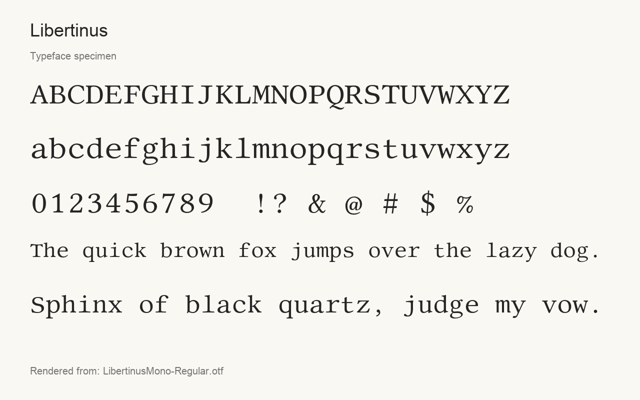 Typeface specimen rendered from the distributed font