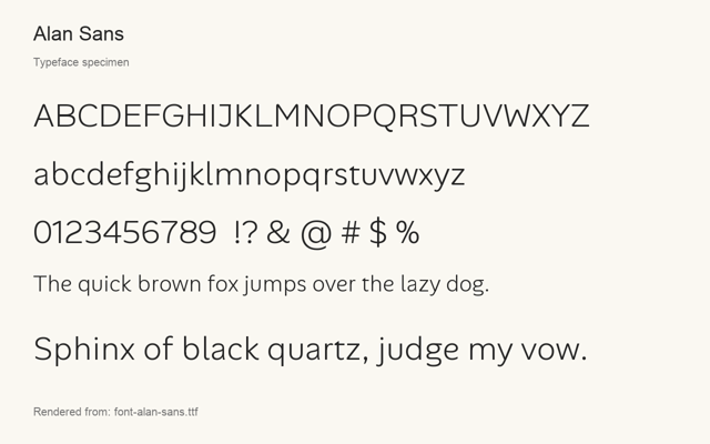 Typeface specimen rendered from the distributed font