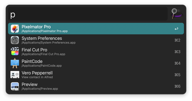 Official Mac search example showing apps and a contact result; illustrative image, not a fresh 5.8.1 capture.