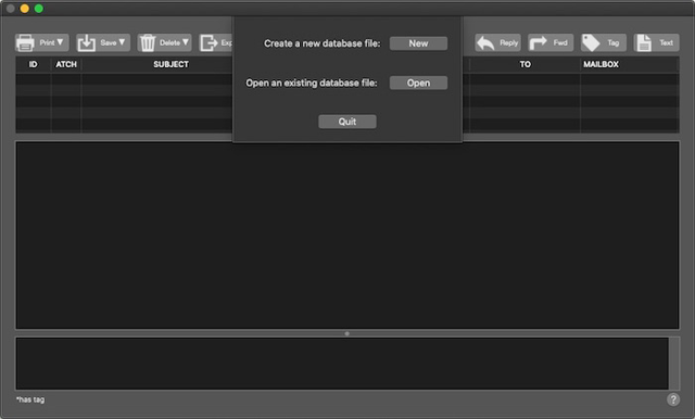 MailSteward database opening screen — bundled official help example