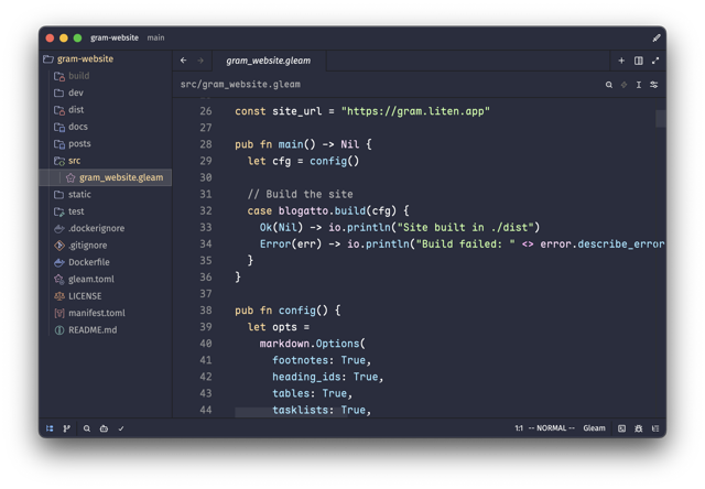 Official Gram editor screenshot (cross-platform interface)