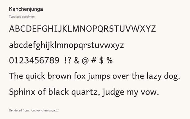 Typeface specimen rendered from the distributed font