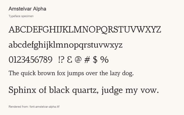 Typeface specimen rendered from the distributed font