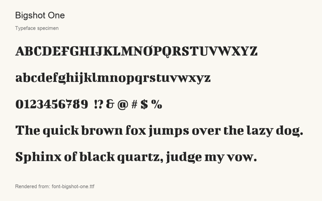 Typeface specimen rendered from the distributed font
