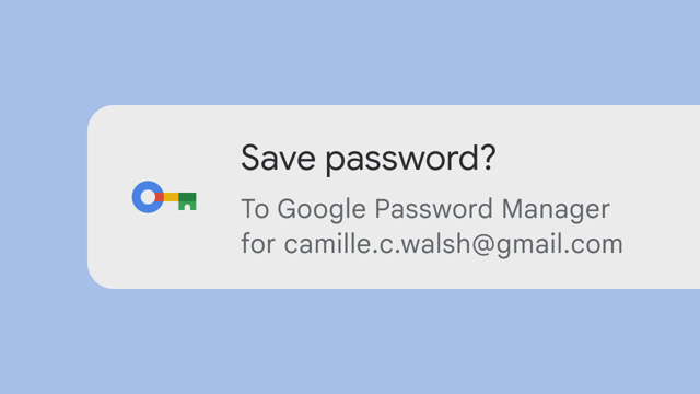 Google 製品の公式例: パスワードを Google Password Manager に保存; 説明用のアカウント。