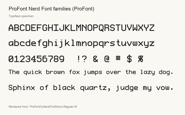 Typeface specimen rendered from the distributed font