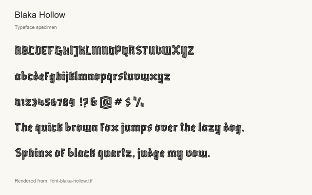 Typeface specimen rendered from the distributed font