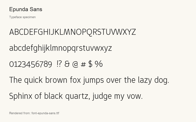 Typeface specimen rendered from the distributed font