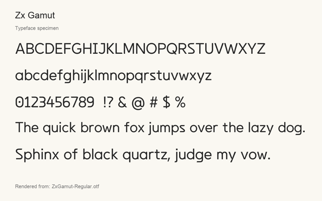 Typeface specimen rendered from the distributed font