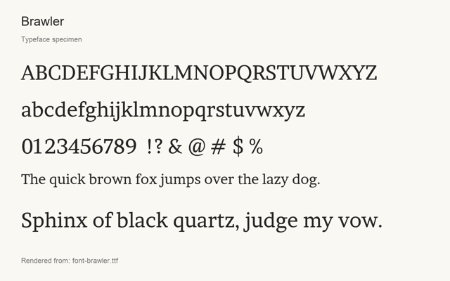 Typeface specimen rendered from the distributed font