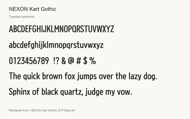 Typeface specimen rendered from the distributed font