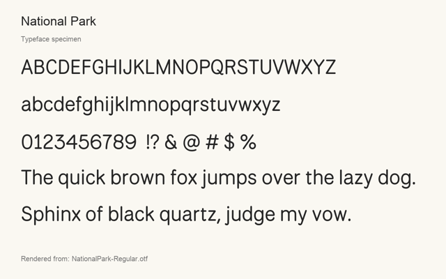 Typeface specimen rendered from the distributed font